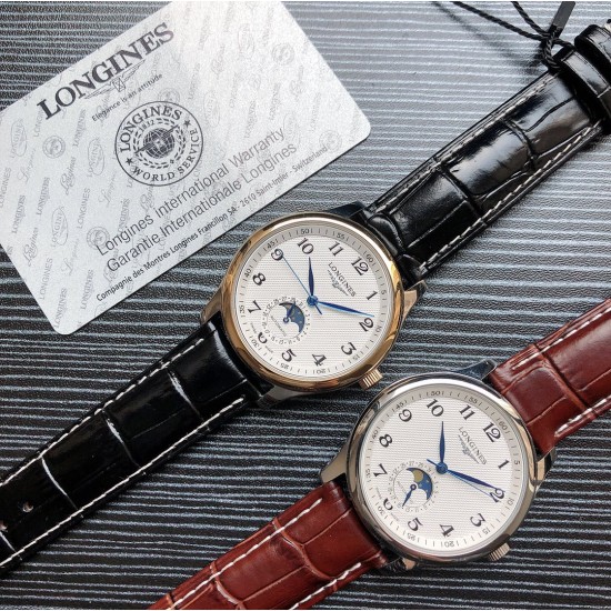 2019浪琴官网新品v2版本浪琴 LONGINES L33 名匠系列月相 市场上唯一一家官方1:1复刻版本，不惜成本[强]升级瑞机壳套字面，原装月相，区别市场普通版本 配置全自动机械机芯，316L精钢，蓝宝石镜面，尺寸39.5mm专柜同步，SJ出品让表又再次刷新高性价比的购表体验