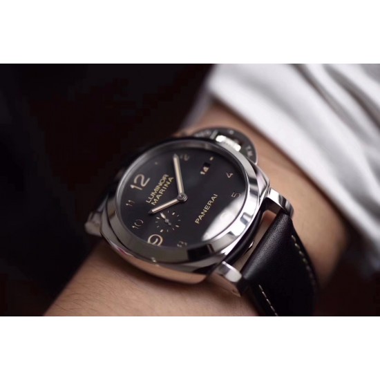 ི 沛纳海 PAM359全身抛光316L精钢 三明治数字刻度面盘 超强夜光  44mm直径 搭配小牛皮 经典简约 百搭只选