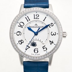 TW出品：积家约会系列自动机械图为女表 【尺寸】尺寸34mm 厚度10mm【机芯】搭载进口9015机改原装cal.898A自动上链机芯（不是加夹板）【表带】搭配进口意大利牛皮表带 【显示指针】顶级烧钢兰指针 具昼夜显示功能