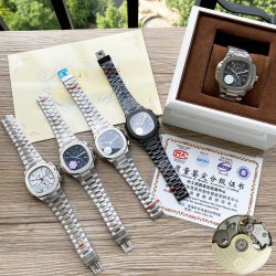 百达翡丽 Patek Philippe 鹦鹉螺系列，精品男士腕表，多功能设计，技艺精湛，独具匠心，尊贵大气，绅士风范。采用全自动机械机芯，顶级316精钢表壳，进口小牛皮表带，矿物质超强镜面，尺寸43-13
