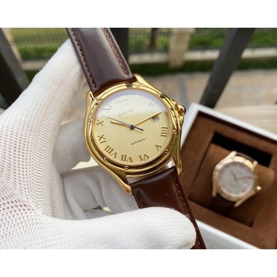 卡地亚 Cartier 精品男士腕表,经典大三针设计,尊贵大气,绅士风范,卓越品质,热卖全城。采用进口西铁城机械机芯(零返修),顶级316精钢表壳,进口小牛皮表带,矿物质超强镜面,尺寸40*13 卡地亚 Cartier 精品男士腕表,经典大三针设计,尊贵大气,绅士风范,卓越品质,热卖全城。采用进口西铁城机械机芯(零返修),顶级316精钢表壳,进口小牛皮表带,矿物质超强镜面,尺寸40*13