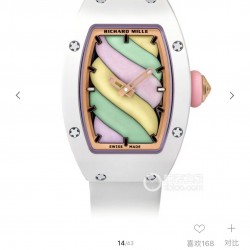 实拍 理查德米勒 RichardMille 糖果棉花糖 最新爆款 bon bon系列最稀有的作品！克服传统工艺打破模式！钟表最受尊敬的技术之一。不是所有人的嫁妆，棉花糖运动曲线和颜色，它们是诱人的。有了理查德米勒，实现了把棉花糖戴在你的手腕上！白色陶瓷加上黄粉绿搪瓷表盘，RM-07柔和的颜色创造了一个组合...甜蜜！糖果店的一次旅行，一个让人难以置信的艺术品。你会戴上它吗？