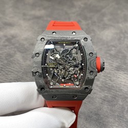 RICHARD MILLE 理查德米勒 RM35-02 齿轮配件堆砌而成的镂空立体表盘 蓝宝石镜面 碳纤维表壳 进口精工自动机械机芯 橡胶表带 蝴蝶扣 KV厂，出货实拍