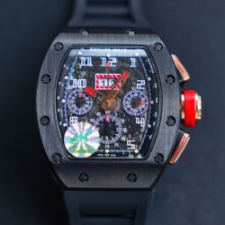 【 RICHARD MILLE 】理查德米勒 RM011-03艺术提升了全新层次，顶级碳纤维壳套 最完美的纹路 最完美的做工 搭载7750大日历 计时 飞返/逆跳多功能ETA7750全自动机械机芯，进口橡胶表带 原装折叠扣，尺寸50X40mm 高端大气上档次 计时腕表，展现着理查品牌的经典内涵，阳光而富有吸引力！全球限量50个7750机 ⚠️请认准独家品质