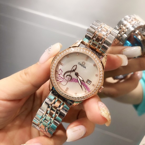 欧米加OMEGA女士腕表 进口石英机芯 316L精钢表壳 直径34mm厚8mm