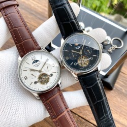 实物拍摄品牌：浪琴-LONGINES 类型：[酷]男士腕表表壳：316精钢（做工优质）表带：进口小牛皮/316精钢（两种可选）机芯：高级定制全自动机械机芯（走时稳定）玻璃：高级强化镀膜镜面尺寸：直径40mm，厚度12mm