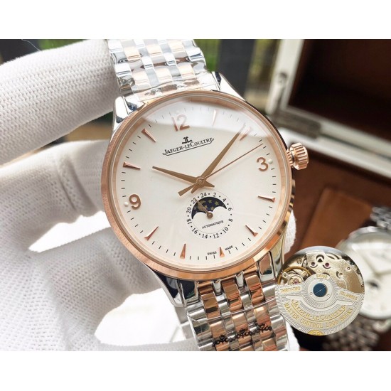 积家 Jaeger Lecoultre 大师系列,经典大三针搭载月相设计,采用全自动机械机芯,进口小牛皮表带,矿物质超强镜面,尺寸43*13mm! 积家 Jaeger Lecoultre 大师系列,经典大三针搭载月相设计,采用全自动机械机芯,进口小牛皮表带,矿物质超强镜面,尺寸43*13mm!
