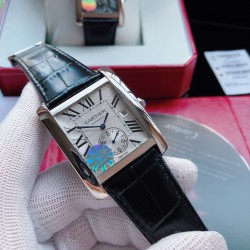 SJ出品 TW复刻升级版 CARTIER卡地亚 T2 坦克系列 W5330004 自动机械男表 原装正品开模打造 1:1复刻 搭载原版1904MC型机芯 尺寸：34*44mm 蓝宝石镜面 意大利小牛皮带 三杰精致推荐男士机械瑞士腕表 SJ为你精心制作超真实实物图拍摄