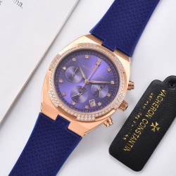 FK-VACHERON CONSTANTIN【江诗丹顿】纵横四海系列，六针多功能跑秒版火热上市，突破传统，时尚优雅的多彩表带，可满足佩戴者在不同场合的需求，多样化的色彩设计演绎大胆而时尚的风格，江诗丹顿在装置时始终将舒适性放在首位，确保腕表完美贴合手腕，纯钢表壳，进口石英机芯，蓝宝石水晶玻璃，舒适胶质表带，采用原装针式表扣佩戴方便！尺寸:36.5mm