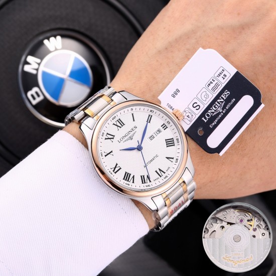 实物拍摄品牌：浪琴-LONGINES  名匠系列  销量冠军类型：[酷]男士腕表表壳：316精钢（做工优质）表带：进口小牛皮/316精钢（两种可选）机芯：进口8215全自动机械机芯（走时稳定）玻璃：高级强化镀膜镜面尺寸：直径39mm，厚度12mm