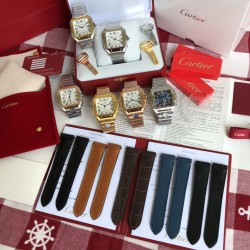 【BV出品】男装大号-卡地亚新款山度士 表壳：316材质表盘：渐变蓝色表针：瑞士工艺烧制钢蓝玻璃：瑞士增透白膜/防弦/防手纹AF工艺处理表带：配备人体工力学SmartLink拆卸系统尺寸：39.8X47.5X9.08毫米表冠：多切面尖晶蓝宝石机芯：MIYOTA-9015（配原版1847MC自动锤）          BV正品1:1开模，真正做到可同原版配件互换。防水深度10巴（约100米），并配备卡地亚实用两项发明“SmartLink”表链调节装置和“QuickSwitch”表带快速替换装置