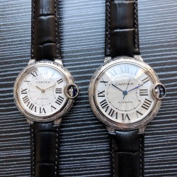 2020款式雕花壳 卡地亚 CARTIER O43（蓝气球系列）精品情侣腕表（顶级）【最佳伴侣】真牛皮表 原装男款进口日本机（精准）女号6T51机来自原装进口  釆用蓝宝石镜面（防刮）顶级打造 尊贵谐美 大气风格 顶级品质 双双拥有 男直径42mm，女直径36mm 请认准独家品质