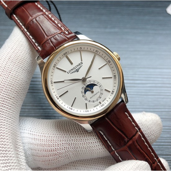 2019浪琴官网新品v2版本浪琴 LONGINES L33 名匠系列月相 市场上唯一一家官方1:1复刻版本，不惜成本[强]升级瑞机壳套字面，原装月相，区别市场普通版本 配置全自动机械机芯，316L精钢，蓝宝石镜面，尺寸39.5mm专柜同步，SJ出品让表又再次刷新高性价比的购表体验