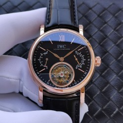 新品IWC万国自动陀飞轮原厂尺寸43mm*12.5mm，采用高透光蓝宝玻璃进口小牛皮动能显示最高7天，24小时显示商务休闲两不误，成功人士标配