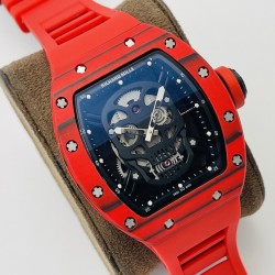【RM Factory2021墙裂推荐】市场顶级复刻 理.查徳 米勒 Richard Mille RM052系列腕表！1⃣️最新鬼头夜光碳纤V2升级版，颅骨系列，碳纤维壳身！2⃣️搭载原装进口机械机芯，更突显了这块腕表的运动风格！3⃣️透过防眩光鑫的表镜，可见到悬浮式镂空机芯 ！其大胆个性的颅骨设计霸气夺目，成功捕获一众腕表爱好者的心！骷髅形象，打造一个不拘泥于主流的钟表世界！RM Factory匠心力作 欢迎品鉴！