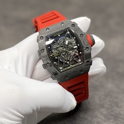 RICHARD MILLE 理查德米勒 RM35-02 齿轮配件堆砌而成的镂空立体表盘 蓝宝石镜面 碳纤维表壳 进口精工自动机械机芯 橡胶表带 蝴蝶扣 KV厂，出货实拍