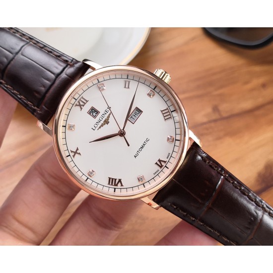 『臻品推荐』新品发布[玫瑰] 浪琴-LONGINES独家首发-----❤不忘初心 追求品质 精准细致机芯:顶级精准稳定8215全自动机械表壳:顶级版316L精钢表扣:皮带原装扣玻璃:高硬度矿物质水晶玻璃直径:原装尺寸40mm11mm[色]完美呈现 品质上乘，手感独特，送礼自戴首选[鼓掌]〔----用心，所以更完美 〕