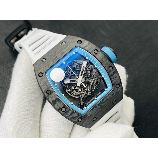 ZF2023高科技再造传奇RICHARD MILLE碳纤维限量款理查德米勒RM055“白色传奇”全球限量腕表美到极致的视觉冲击表壳呈酒桶形,采用三件式结构,上下表圈和表环分别以NTPT碳纤维和喷砂钛金属打造。“白色传奇”款配备白色内圈、指针和表冠衬垫;表盘法兰盘由黑色碳纤维制成,时标经同源荧光涂层。法兰盘经钻碳(DLC)处理。机芯与表盘融为一体,选择了5级钛作为这种“骨架”运动的基板和桥梁,提供高强度运动精度和可靠性。NTPT材质的成功开发使ZF开拓了复刻表从材料科技层面上的突破ZF出品 必属精品 ZF2023高科技再造传奇RICHARD MILLE碳纤维限量款理查德米勒RM055“白色传奇”全球限量腕表美到极致的视觉冲击表壳呈酒桶形,采用三件式结构,上下表圈和表环分别以NTPT碳纤维和喷砂钛金属打造。“白色传奇”款配备白色内圈、指针和表冠衬垫;表盘法兰盘由黑色碳纤维制成,时标经同源荧光涂层。法兰盘经钻碳(DLC)处理。机芯与表盘融为一体,选择了5级钛作为这种“骨架”运动的基板和桥梁,提供高强度运动精度和可靠性。NTPT材质的成功开发使ZF开拓了复刻表从材料科技层面上的突破ZF出品 必属精品