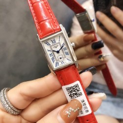浪琴 黛绰维纳系列 方形 石英女表 精钢材质 牛皮表带 23mm*33mm