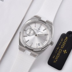 FK-VACHERON CONSTANTIN【江诗丹顿】纵横四海系列火热上市，突破传统，时尚优雅的多彩表带，可满足佩戴者在不同场合的需求，多样化的色彩设计演绎大胆而时尚的风格，江诗丹顿在装置时始终将舒适性放在首位，确保腕表完美贴合手腕，纯钢表壳，进口石英机芯，蓝宝石水晶玻璃，舒适胶质表带，采用原装针式表扣佩戴方便！尺寸:36.5mm