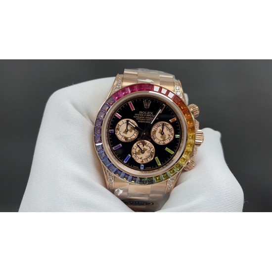 今日推荐劳力士 迪通拿 玫瑰金 带NFC芯片感应保卡 四码合一 40mm 7750机 顶级品质 出货实拍✈️