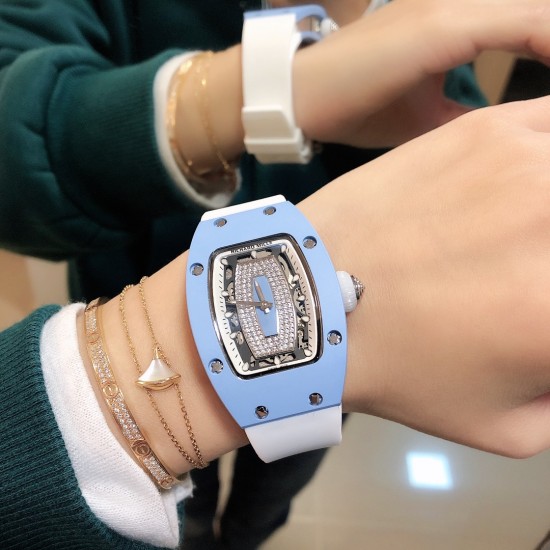 实拍 Richard Mille RM007 蓝陶瓷 蓝唇！经典系列女士壕气腕表！明星畅销款，人气指数最高的名品！