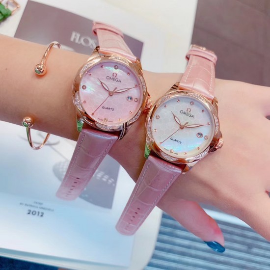 欧米加OMEGA 女士腕表   进口石英机芯  316L精钢表壳  直径34mm厚8m