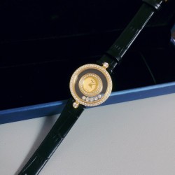萧邦-Chopard，Happy Diamonds 快乐钻系列！瑞士ETA石英机芯，双层蓝宝石玻璃进口表带分别:有鸵鸟纹、原纹、娟丝带可供选择！尺寸约28mm、厚度约7mm
