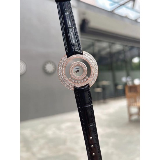 萧邦最新款奢华镶钻白富美的名媛感！飞碟造型 优雅精致体现在细节各种质感 瑞士石英表 说不出的各种美[色]女神必备