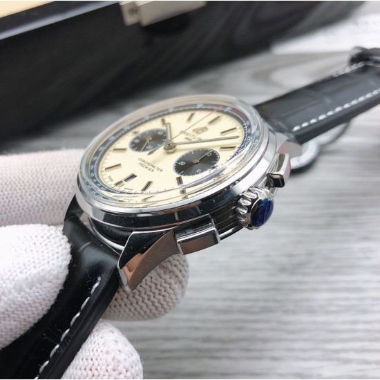 GF 大厂高端狠货 新品 百年灵 BREITLING R6璞雅B01计时腕表Premier B01 Chronograph (吴彦祖同款)材质: 316L精钢直径: 42毫米厚度: 13.65毫米表镜: 锅盖弧面蓝宝石,双面防眩处理表底: 旋入式精钢,透明蓝宝石表冠: 非旋入式,双密封垫机芯:Asia-7750机芯 大厂出品,复刻首选 GF 大厂高端狠货 新品 百年灵 BREITLING R6璞雅B01计时腕表Premier B01 Chronograph (吴彦祖同款)材质: 316L精钢直径: 42毫米厚度: 13.65毫米表镜: 锅盖弧面蓝宝石,双面防眩处理表底: 旋入式精钢,透明蓝宝石表冠: 非旋入式,双密封垫机芯:Asia-7750机芯 大厂出品,复刻首选