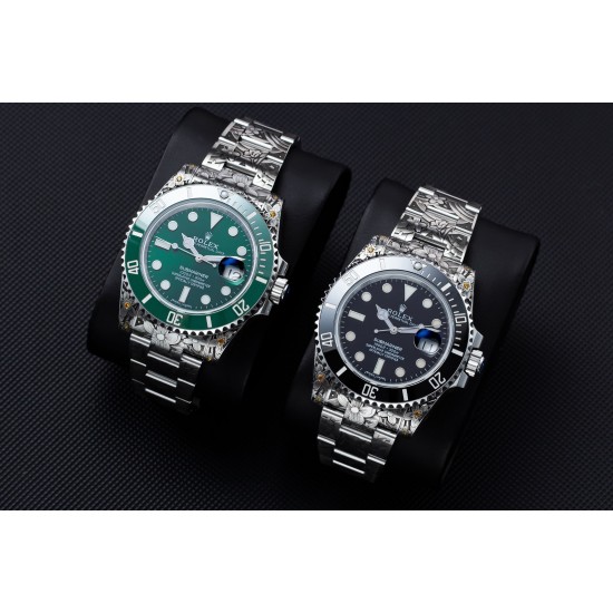 ROLEX劳力士水鬼搭配 纯手工雕花效果,仿佛枯燥的时间机器赋予了桀骜不羁的灵魂,真正的西装暴徒。一跃而起腾起的水花,将鲤鱼衬托得动感十足,寓意锦鲤化龙转运,势必风生水起。整表搭载最新版3135机芯,所有配件原厂互换。以最小的代价玩最酷的表,欢迎品鉴!!! ROLEX劳力士水鬼搭配 纯手工雕花效果,仿佛枯燥的时间机器赋予了桀骜不羁的灵魂,真正的西装暴徒。一跃而起腾起的水花,将鲤鱼衬托得动感十足,寓意锦鲤化龙转运,势必风生水起。整表搭载最新版3135机芯,所有配件原厂互换。以最小的代价玩最酷的表,欢迎品鉴!!!