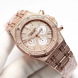 （K8新品）爱彼Audemars Piguet 皇家橡树系列 26320ST 26320BA 26320OR 钻石手表 搭载316L不锈精钢表壳 实心厚重钢带精选进口奥地利水钻 光彩闪耀 采用进口VK石英跑秒机芯  精准计时 耗时11个月 多功能钻石精装手表 尺寸42mm 重量170g