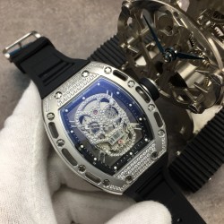 GB匠心之作 顶级品牌 RichardMille理查德.米勒RM052霸气骷髅盘系列！GB大胆创新．引无数土豪折腰的男装腕表！搭载进口全自动机芯机械，每小时振频28800，尺寸43mmx51mmx17mm，GB匠心之作 值得你拥有！