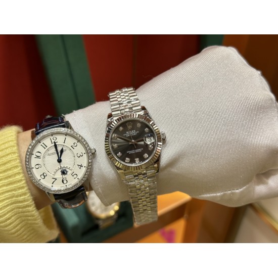 劳力士铅灰色日志31mm316L精钢材质进口全自动机械机芯
