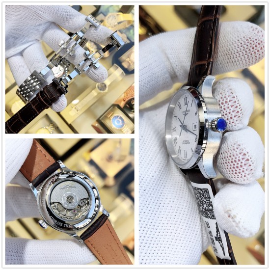实物拍摄品牌：浪琴-LONGINES  开创者系列 原装开模 搭载高品质6T51机芯 无论是尺寸厚度，还是表壳斜角细节均升级达到与原装一致  请认准细节图!!类型：[酷]女士腕表表壳：316精钢（做工优质）表带：进口小牛皮/316精钢（两种可选）机芯：进口西铁城6T51全自动机械机芯（走时稳定）玻璃：高级蓝宝石镜面(防划花)尺寸：直径30mm，厚度11mm