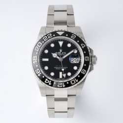 King Rolex GMT  超级复刻火爆来袭了！超精选定制的最佳一体成型圈口，是目前市场上最好的CLEAN陶瓷圈！真正1比1精工制作的904L表壳和AR钢带，完美的展现原装正品细节上的各种精髓！采用高质量精准上海3186一体机芯！ 三珠带 全黑陶瓷圈买劳力士 格林尼治 最好的复刻 认准KING!