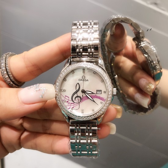 欧米加OMEGA女士腕表 进口石英机芯 316L精钢表壳 直径34mm厚8mm