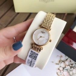 浪琴 Longines 超薄系列，小清新 简约大方，品质精湛，采用原装石英机芯，顶级316精钢表壳，散珠带精钢实钢材料、玫瑰金，间玫瑰金，黄金，间黄金4色可选。28mm