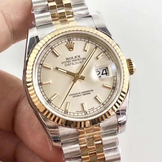 AR超强神作 ROLEX DATEJUST超级904L最强V2升级版日志型36系列腕表，表壳表带运用超级904L铸造而成，并行代购版DATEJUST，完美修正十年间所有副本的不足和缺陷，36mm表径，搭载3135机并搭配正品代购包装物料，重新定义最高品质的DATEJUST副本[拳头]            最强版A级副本DATEJUST【AR出品】