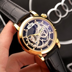 品牌：浪琴 ༶ LONGINES款式：尊贵绅士潮男腕表༶机械尺寸：43mm14mm  机芯：两针镂空飞轮机芯镜面：矿物质水晶玻璃材料：316精钢表扣：折叠扣精致打造，完美呈现༶精品力推༶欢迎转发