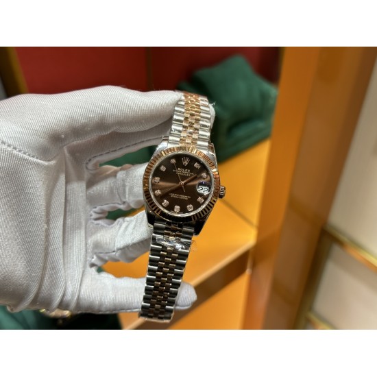 劳力士咖啡日志31mm316L精钢材质间金镀18K玫瑰金