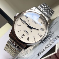 LONGINES 浪琴 开创者系列，185周年推出的拥有天文台认证的系列腕表，316精钢表壳表带，搭配黑白色表盘，简洁的时标与简洁美观的中央大三针相呼应，令时间呈现清晰、直观，直径40mm！