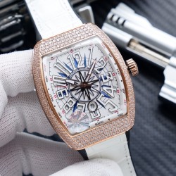 K厂出品:法兰克穆勒V45 SC DT系列54*42mm 全自动日本机械机芯 蓝光镀膜玻璃 超强夜光，日历窗放大镜，意大利牛皮表带底部橡胶，可搭配美洲鳄鱼皮纹，316精钢敖表壳，折叠原装扣 糅合商务设计风格 中间完美弧线夹层设计！！！