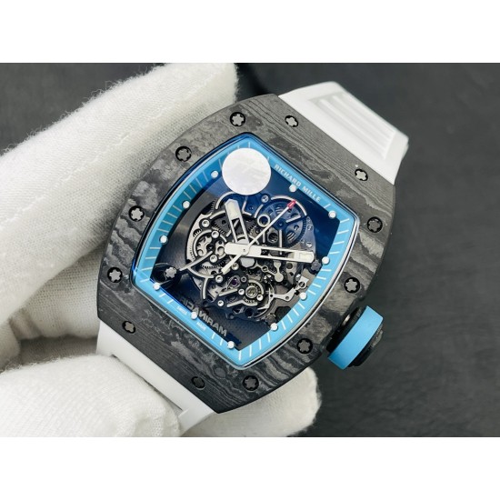 ZF2023高科技再造传奇RICHARD MILLE碳纤维限量款理查德米勒RM055“白色传奇”全球限量腕表美到极致的视觉冲击表壳呈酒桶形,采用三件式结构,上下表圈和表环分别以NTPT碳纤维和喷砂钛金属打造。“白色传奇”款配备白色内圈、指针和表冠衬垫;表盘法兰盘由黑色碳纤维制成,时标经同源荧光涂层。法兰盘经钻碳(DLC)处理。机芯与表盘融为一体,选择了5级钛作为这种“骨架”运动的基板和桥梁,提供高强度运动精度和可靠性。NTPT材质的成功开发使ZF开拓了复刻表从材料科技层面上的突破ZF出品 必属精品 ZF2023高科技再造传奇RICHARD MILLE碳纤维限量款理查德米勒RM055“白色传奇”全球限量腕表美到极致的视觉冲击表壳呈酒桶形,采用三件式结构,上下表圈和表环分别以NTPT碳纤维和喷砂钛金属打造。“白色传奇”款配备白色内圈、指针和表冠衬垫;表盘法兰盘由黑色碳纤维制成,时标经同源荧光涂层。法兰盘经钻碳(DLC)处理。机芯与表盘融为一体,选择了5级钛作为这种“骨架”运动的基板和桥梁,提供高强度运动精度和可靠性。NTPT材质的成功开发使ZF开拓了复刻表从材料科技层面上的突破ZF出品 必属精品