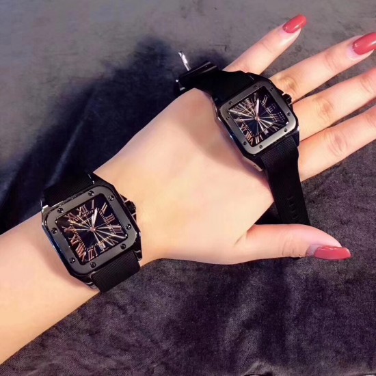 卡地亚-Cartier❥山度士情侣对表❥进口石英机芯❥镀膜玻璃镜面❥尺寸：大号39mm！小号33mm！