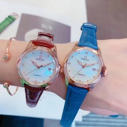 欧米加OMEGA 女士腕表   进口石英机芯  316L精钢表壳  直径34mm厚8m