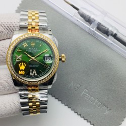 N9 Factory推荐 正品1:1原版复刻劳力士Rolex 经典蚝式恒动日志型系列  2019劳力士男士最新6，9罗马镶钻 904L钢电镀18K金 尽显土豪本色 显得更有档次大气，尺寸36毫米X厚度10毫米，全自动机械表搭配ETA2836机芯机械，性能稳定 零返俢 蓝宝石玻璃镜面6⃣️字位logo标志✅904L精钢材质，表扣与专柜一致扁扣更显高档大方。做工精致完美✅请认准品质N9品质⌚️让您爱不释手的经典绅士腕表～劳力士Rolex！N9品质 值得你拥有！