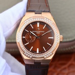 Vacheron Constantin江诗丹顿纵横四海系列OVERSEAS女款小号型2300v/2305v【表壳】表径3610.8mm 同步原装  质感细腻大方 蓝宝石镜面【字面】表盘经旭日纹缎面拉丝工艺处理 深邃优雅 18k金时标均带白色夜光涂层【机芯】CITIZEN8系列改Cal.5300机芯（机芯稳定零返修 ）后原装18k纳米镀金质摆陀【表带扣】半马其他十字三片折叠式表扣 进口牛皮表带越欣赏 越懂欣赏