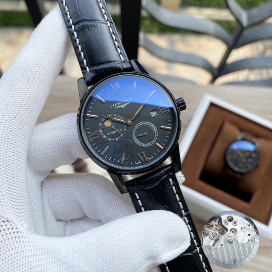 浪琴 Longines 精品男士腕表,四针分离搭载月相设计,技艺精湛,独具匠心,尊贵大气,绅士风范。采用全自动机械机芯,顶级316精钢表壳,进口小牛皮表带,矿物质超强镜面,尺寸42-13 浪琴 Longines 精品男士腕表,四针分离搭载月相设计,技艺精湛,独具匠心,尊贵大气,绅士风范。采用全自动机械机芯,顶级316精钢表壳,进口小牛皮表带,矿物质超强镜面,尺寸42-13