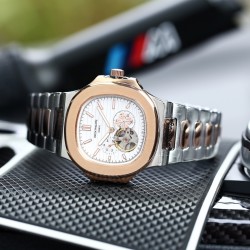 百达翡丽-Patek Philipp运动系列鹦鹉螺系列顶级多功能男士腕表 GD原版 专注西铁城新机 最大限还原正品 搭载零返修全新日本原装西铁城82S7自动机械机芯 百达翡logo独立小L精钢表壳CNC顶级工艺 防刮蓝宝石玻璃 真牛皮表带配原装表扣或精钢表链可选 [玫瑰][玫瑰][玫瑰]尺寸：43/11.5mm